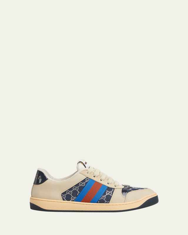 Crystal GG Denim Screener Low-Top Sneakers